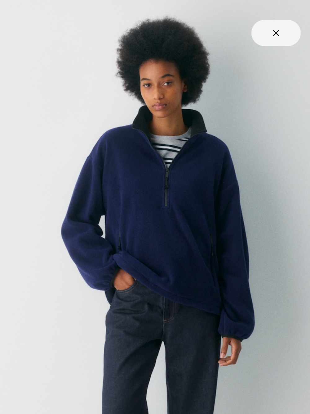 TNA Mellow Mockneck - colour True Indigo size Small